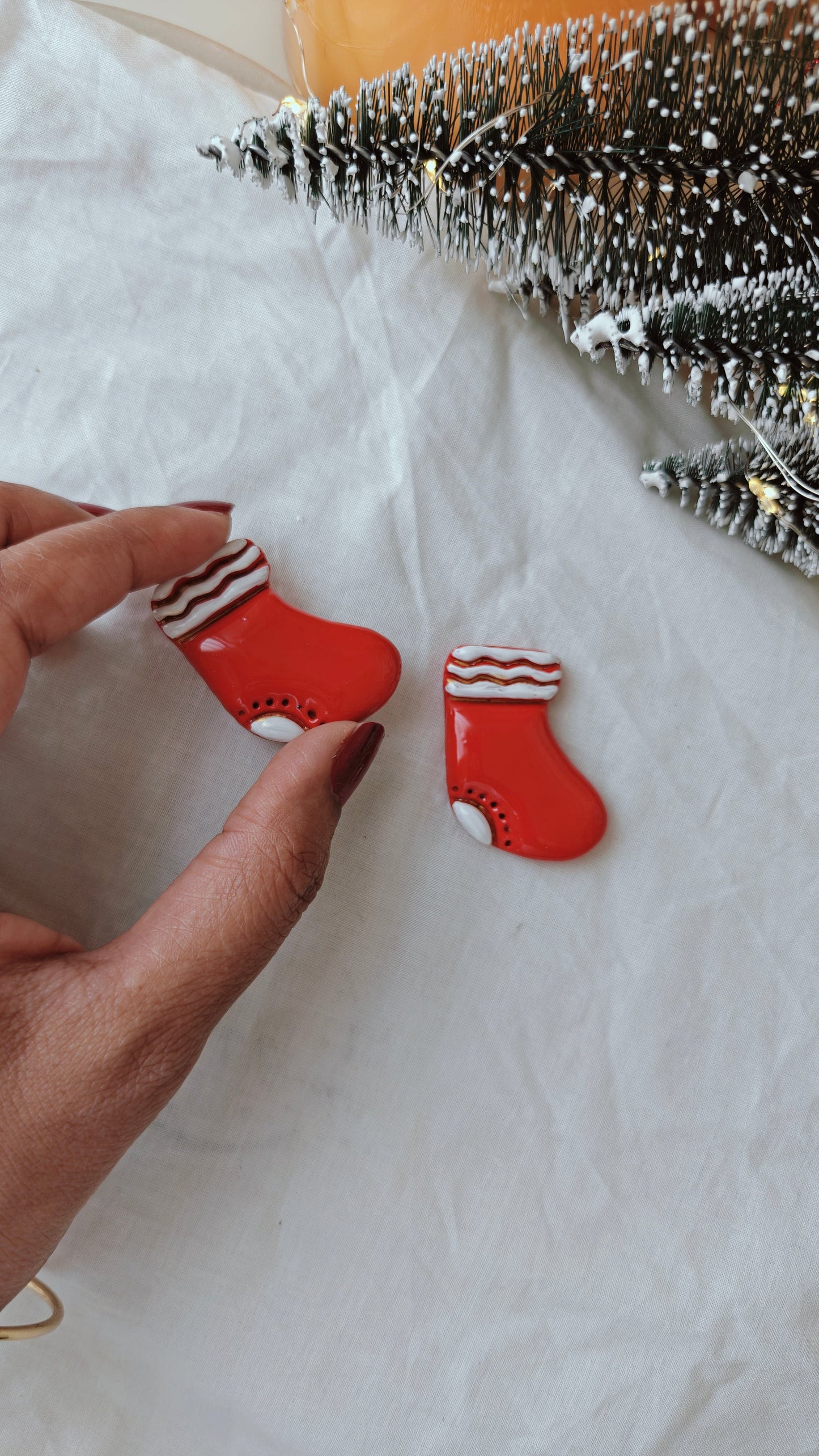Red Stocking Ornament Set