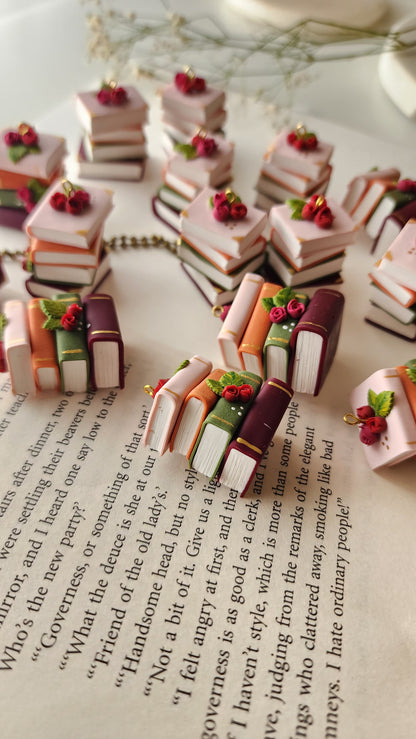 Books and Blooms Pendant - Stack of Books