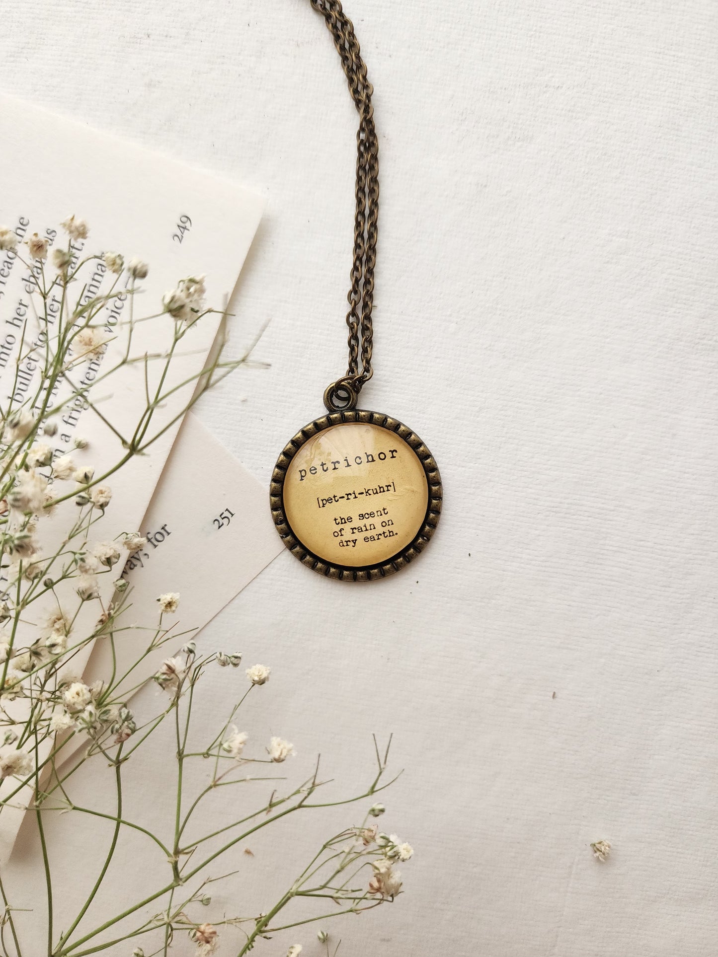 "Petrichor”  Definition Quote Pendant