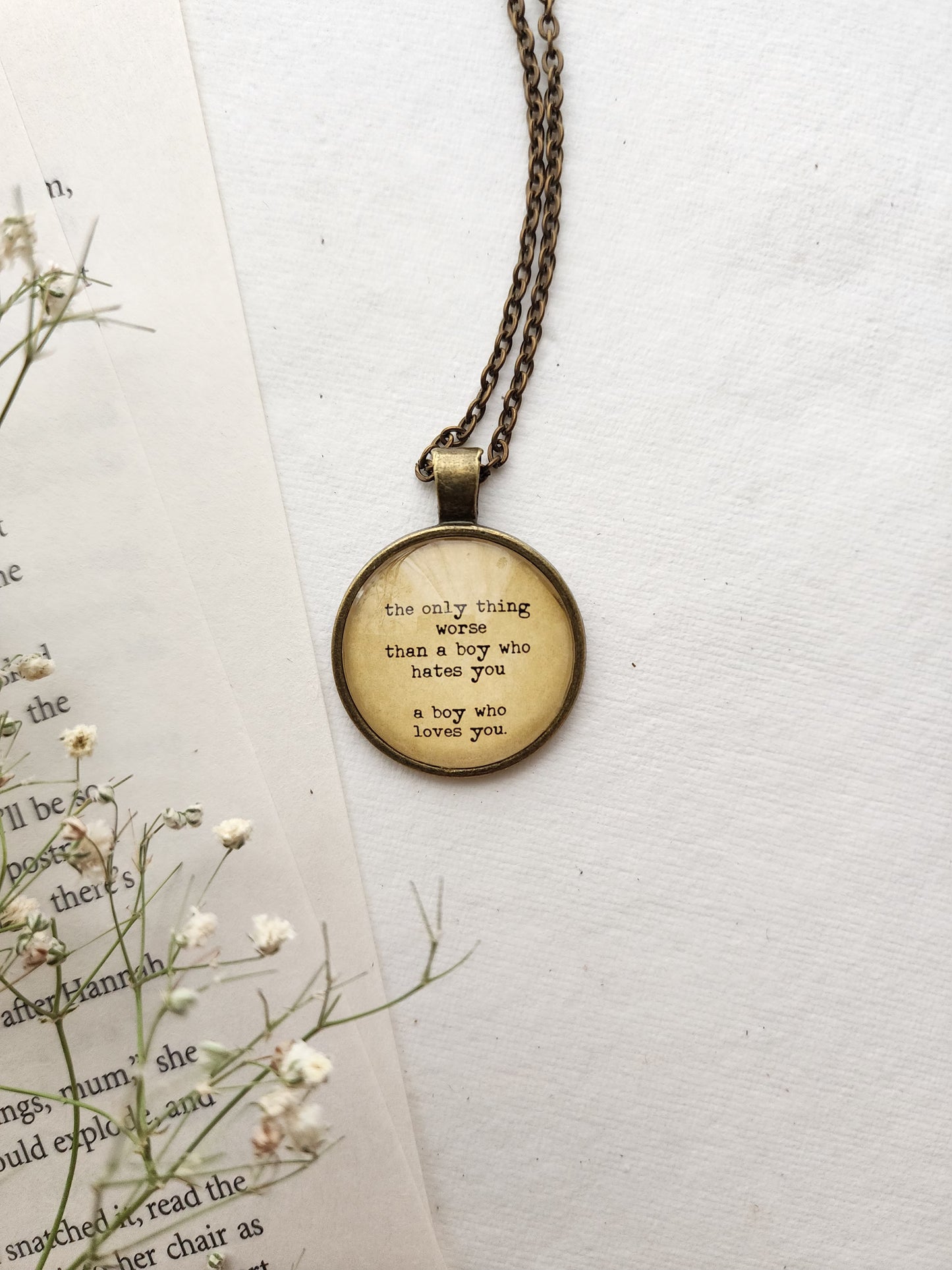 "..a boy who loves you.." Quote Pendant