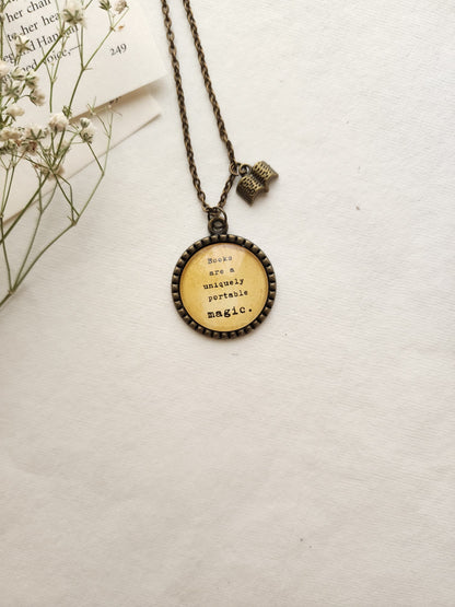 "Books are magic” Quote Pendant