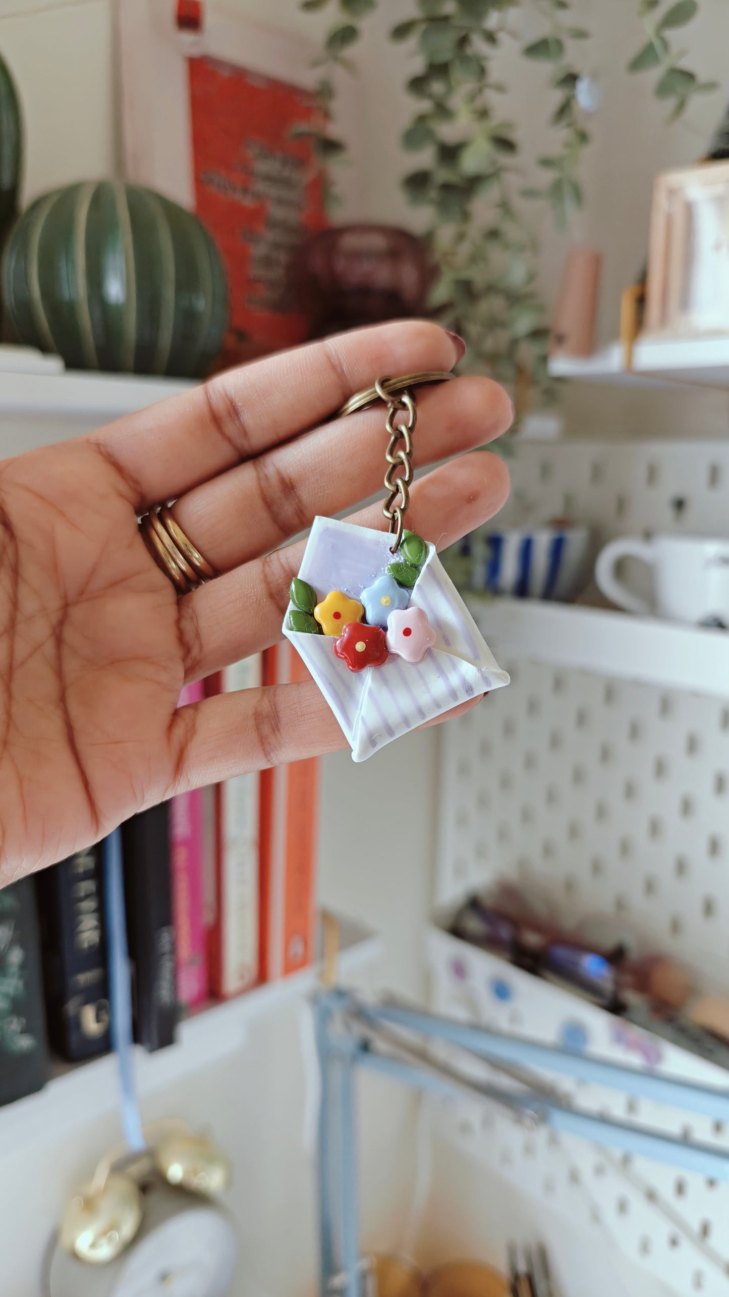 Floral Love Letter Envelope Keychain