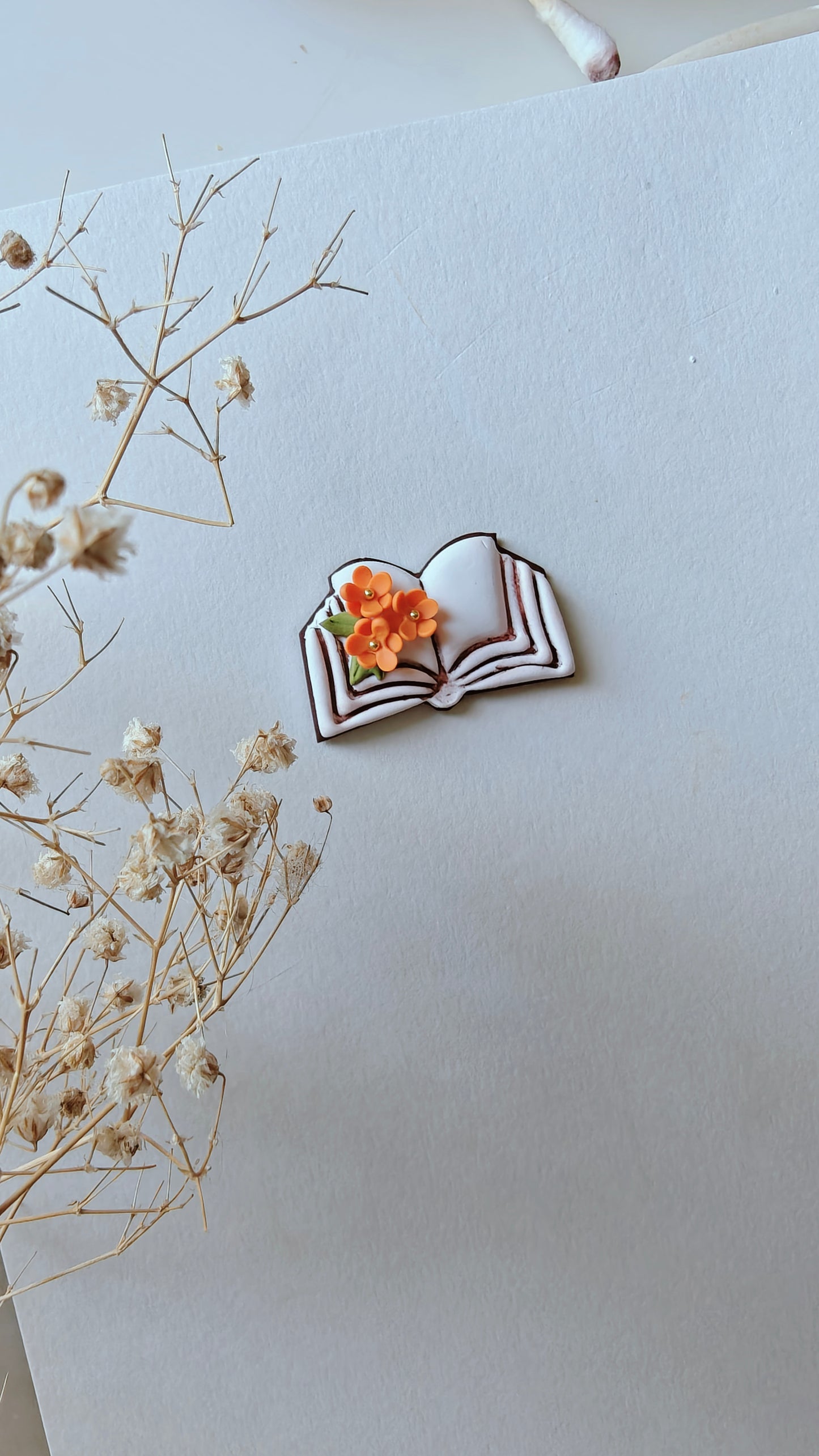 Miniature Open Book Pendant – Fall Flowers Edition (Front View Design)