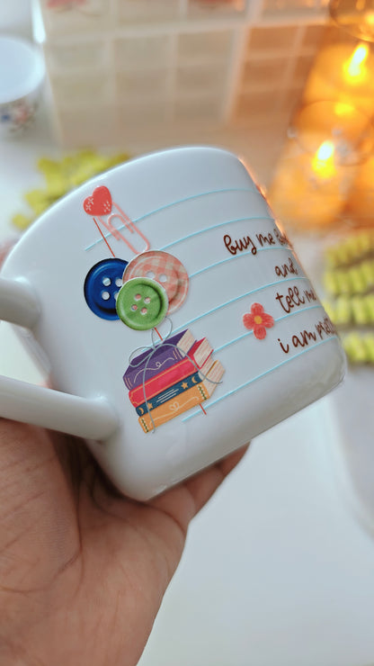 ‘Buy Me Books’  – Cute Aesthetic Book Lover Cup