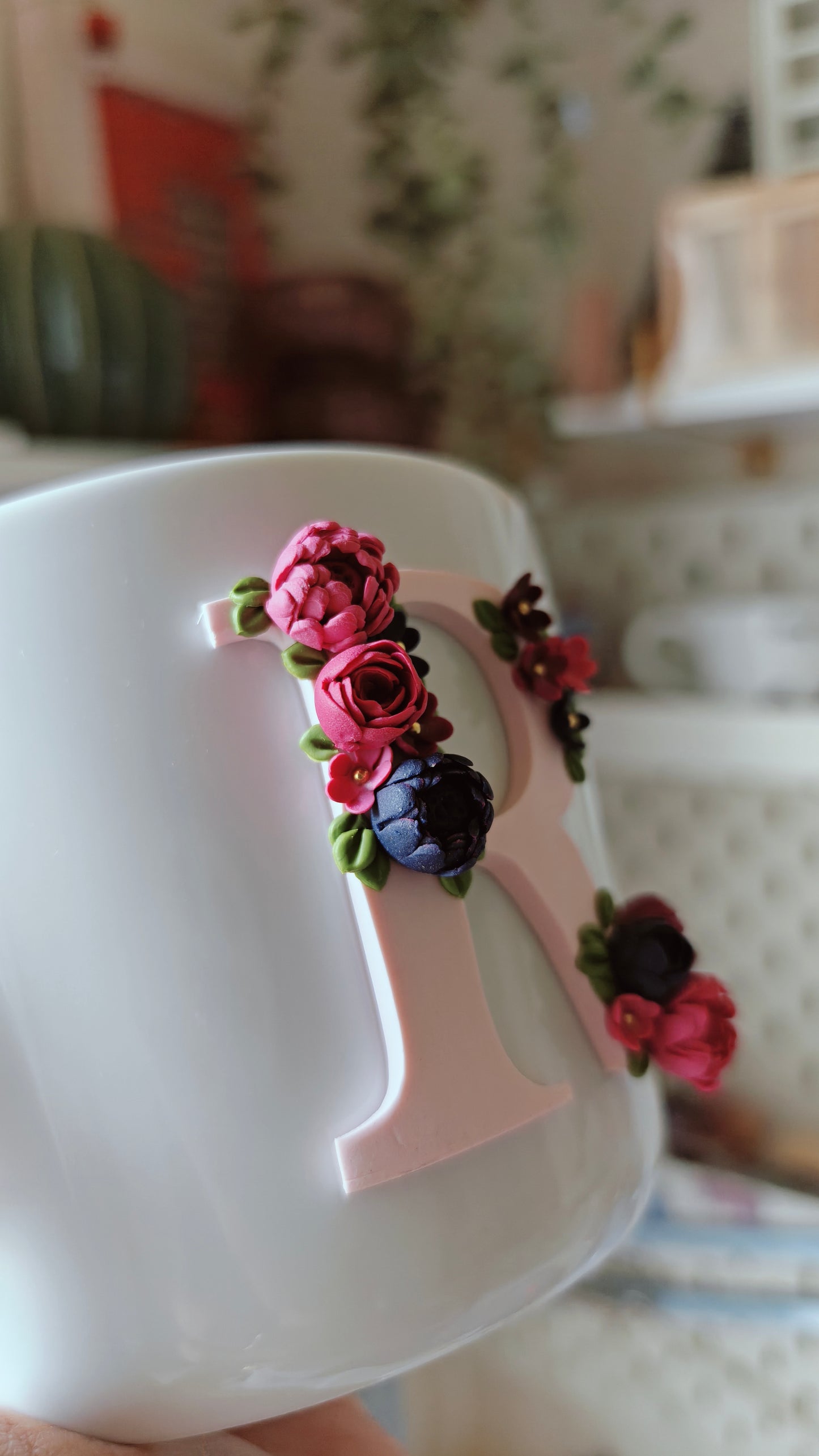 Personalized Initial Floral Mug