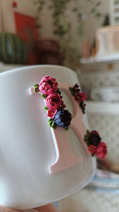Personalized Initial Floral Mug