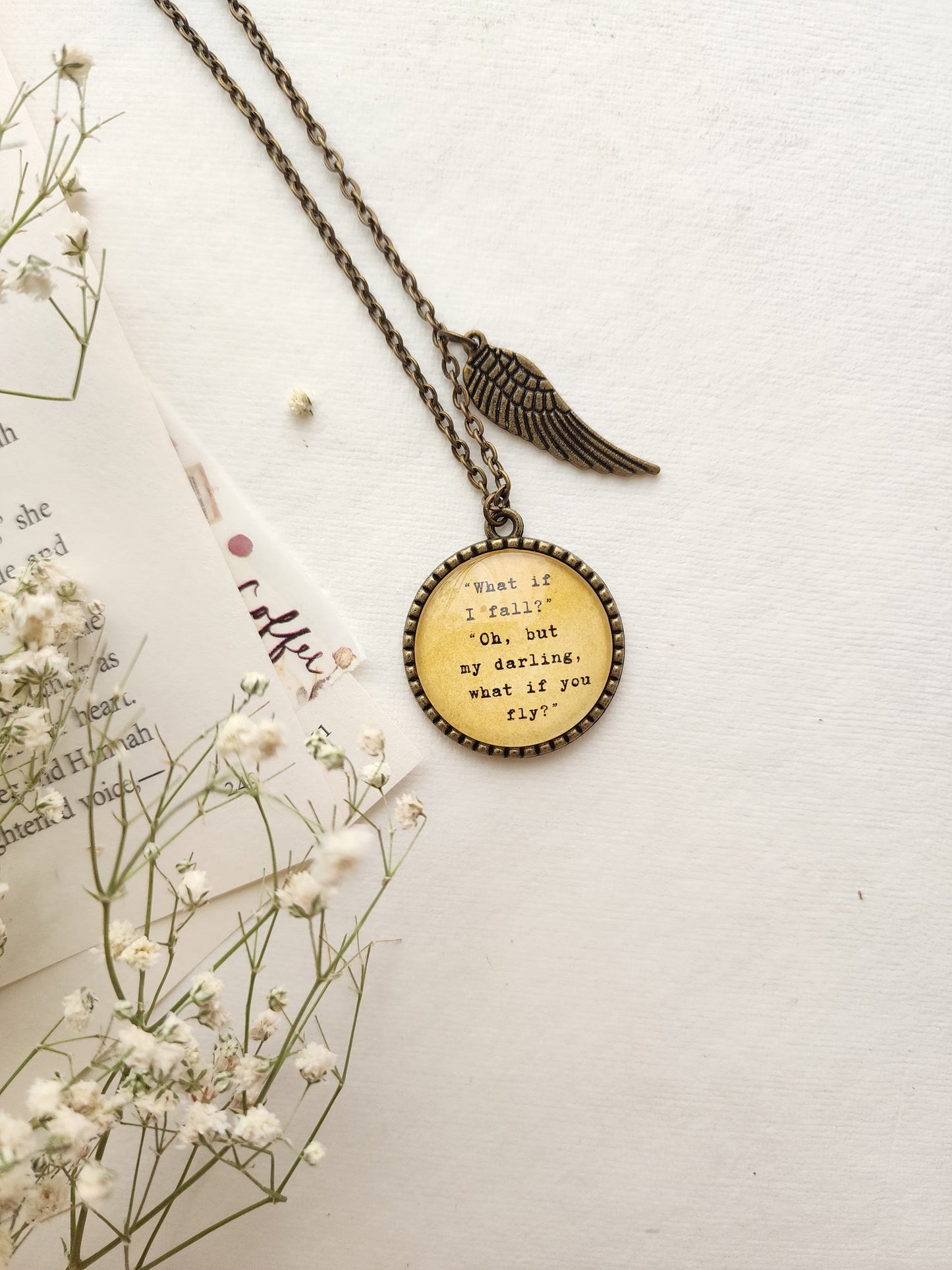 "What if I fall....” Quote Pendant