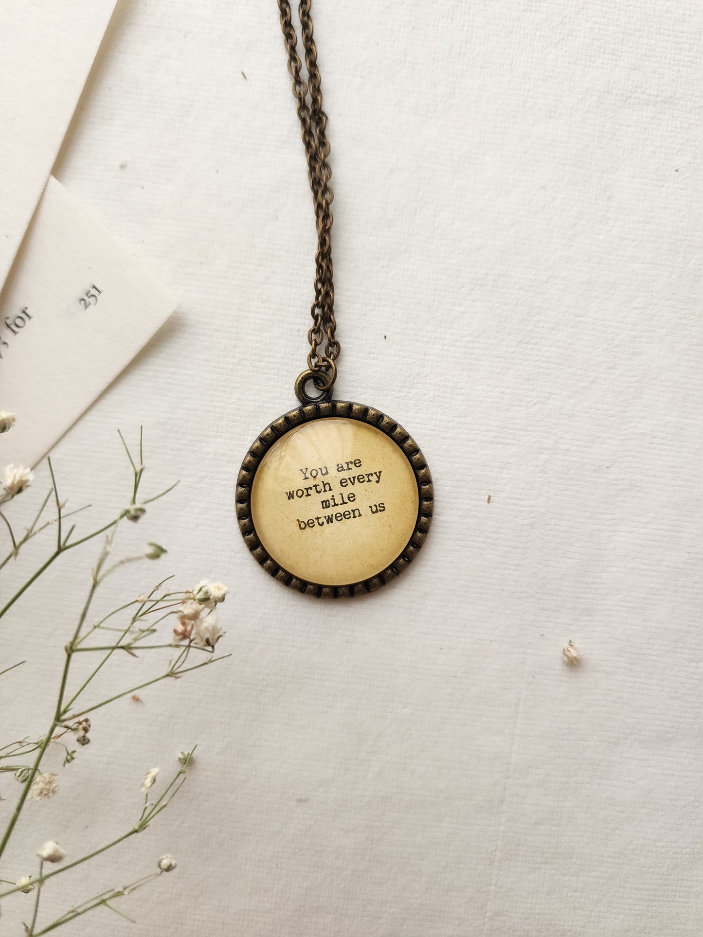 "you're worth every mile... " Quote Pendant