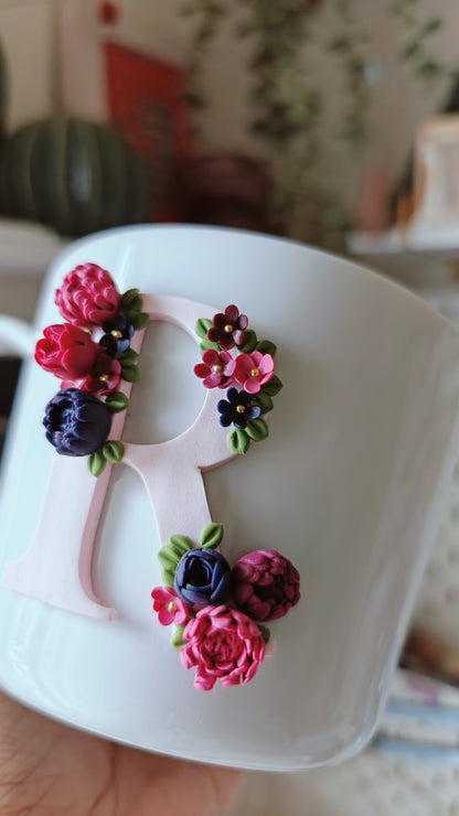 Personalized Initial Floral Mug
