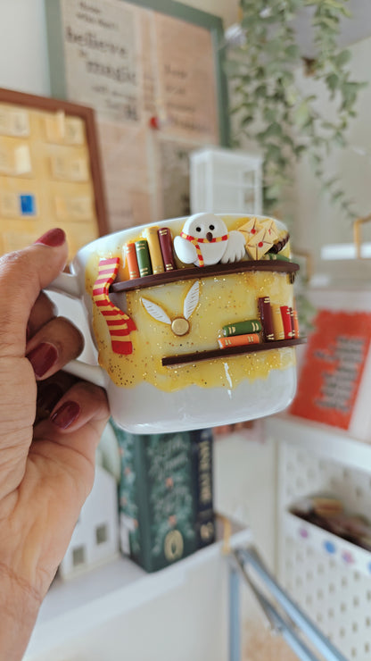 Harry Potter Inspired Bookshelf Mug | 3D Literary Coffee Mug