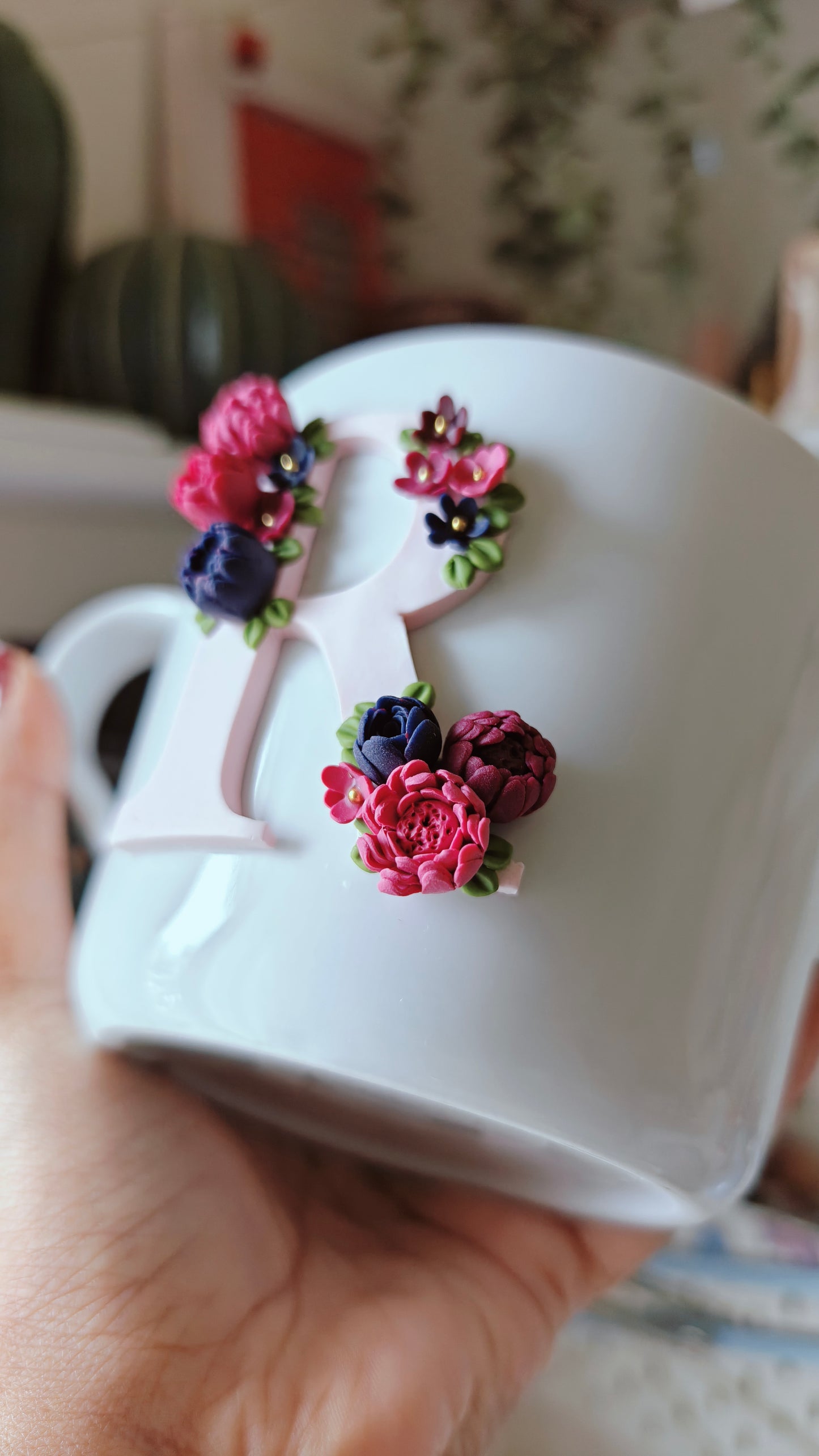 Personalized Initial Floral Mug