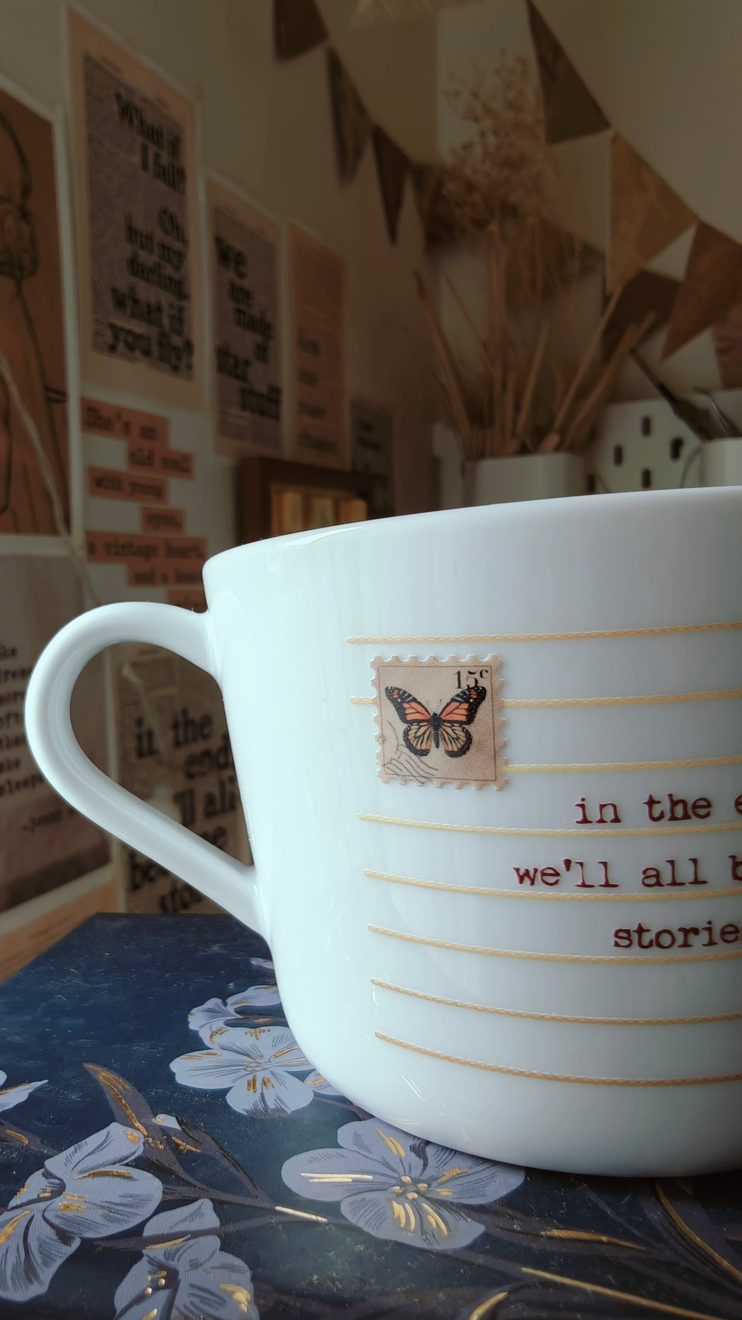 In The End We’ll All Become Stories | Printed Cup (Butterfly Postcard Version)