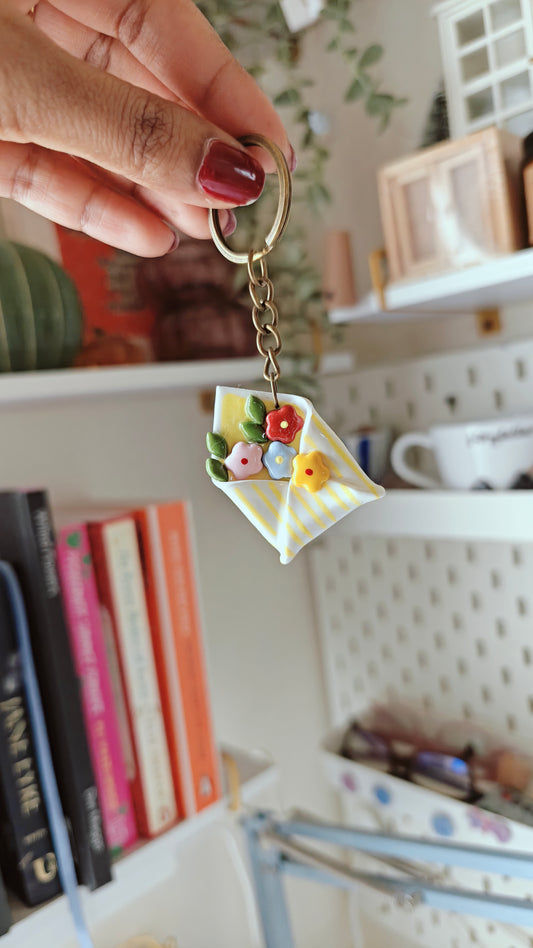 Floral Love Letter Envelope Keychain