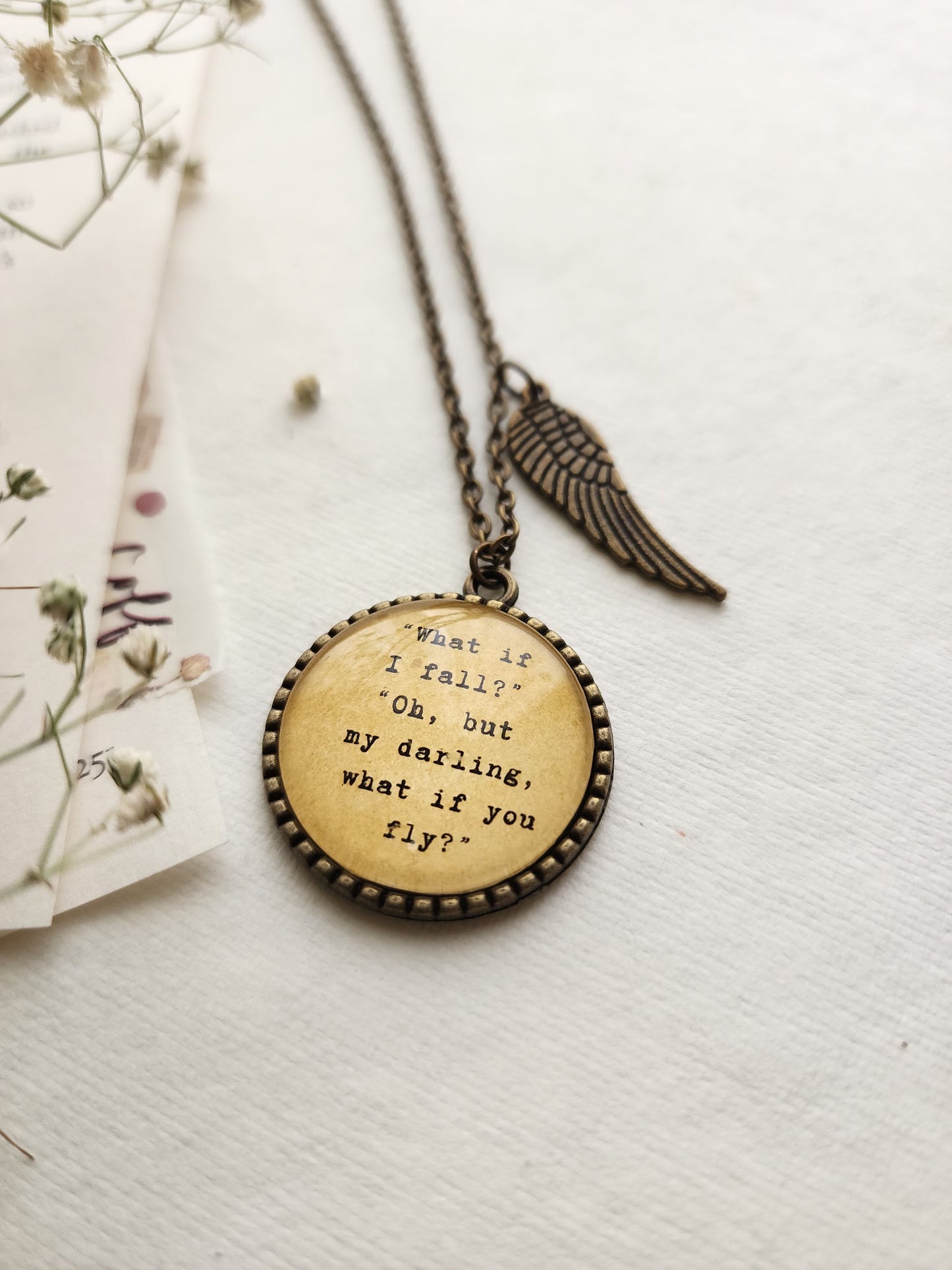 "What if I fall....” Quote Pendant