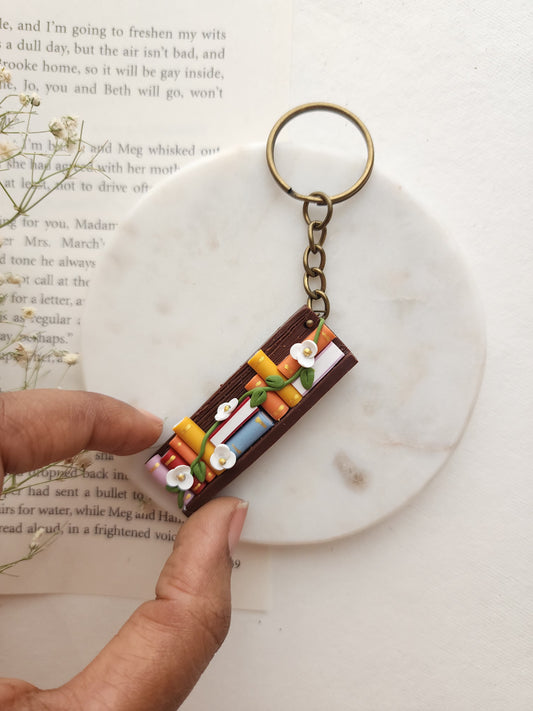 Books-On-A-Shelf Keychain - Dark Colour
