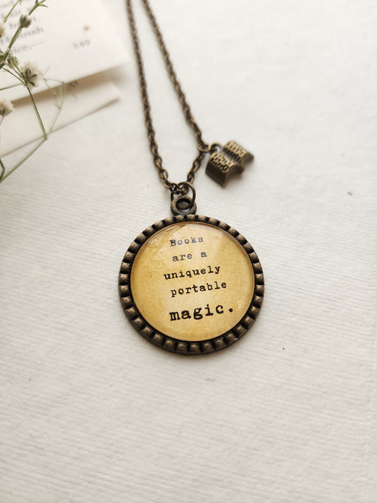 "Books are magic” Quote Pendant