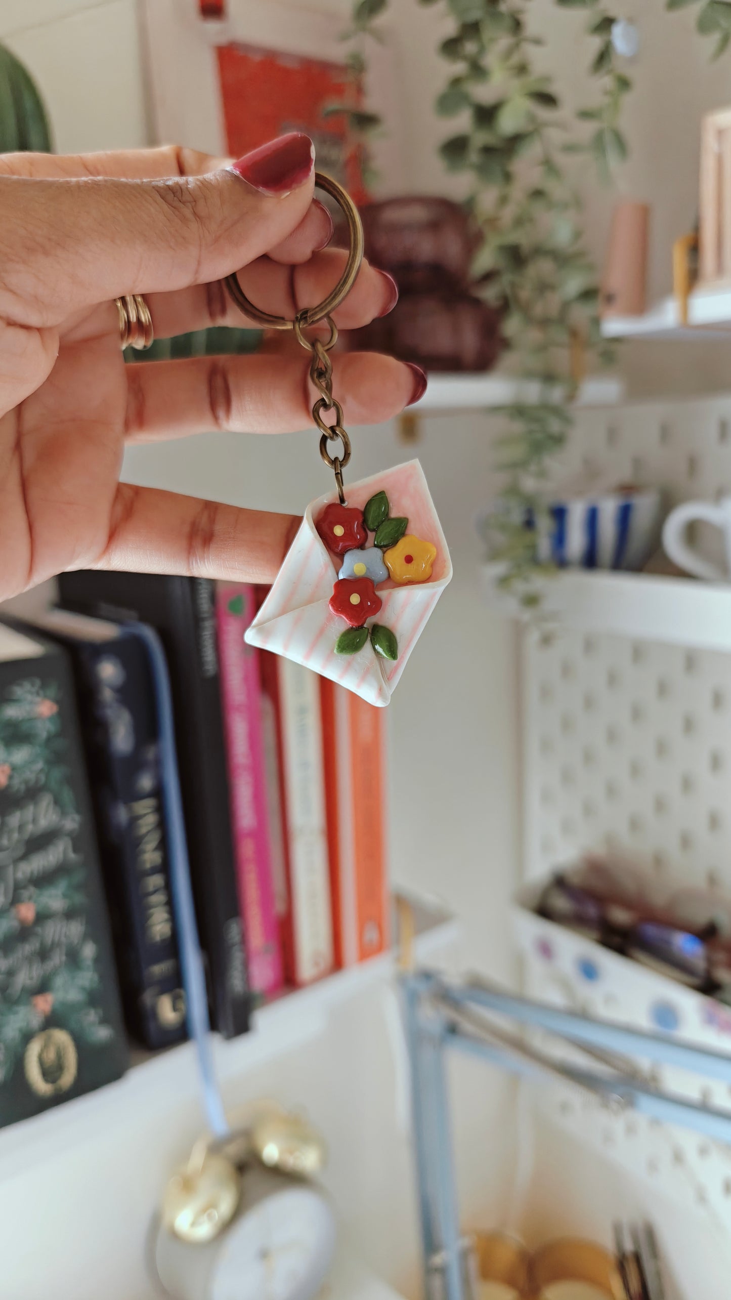 Floral Love Letter Envelope Keychain