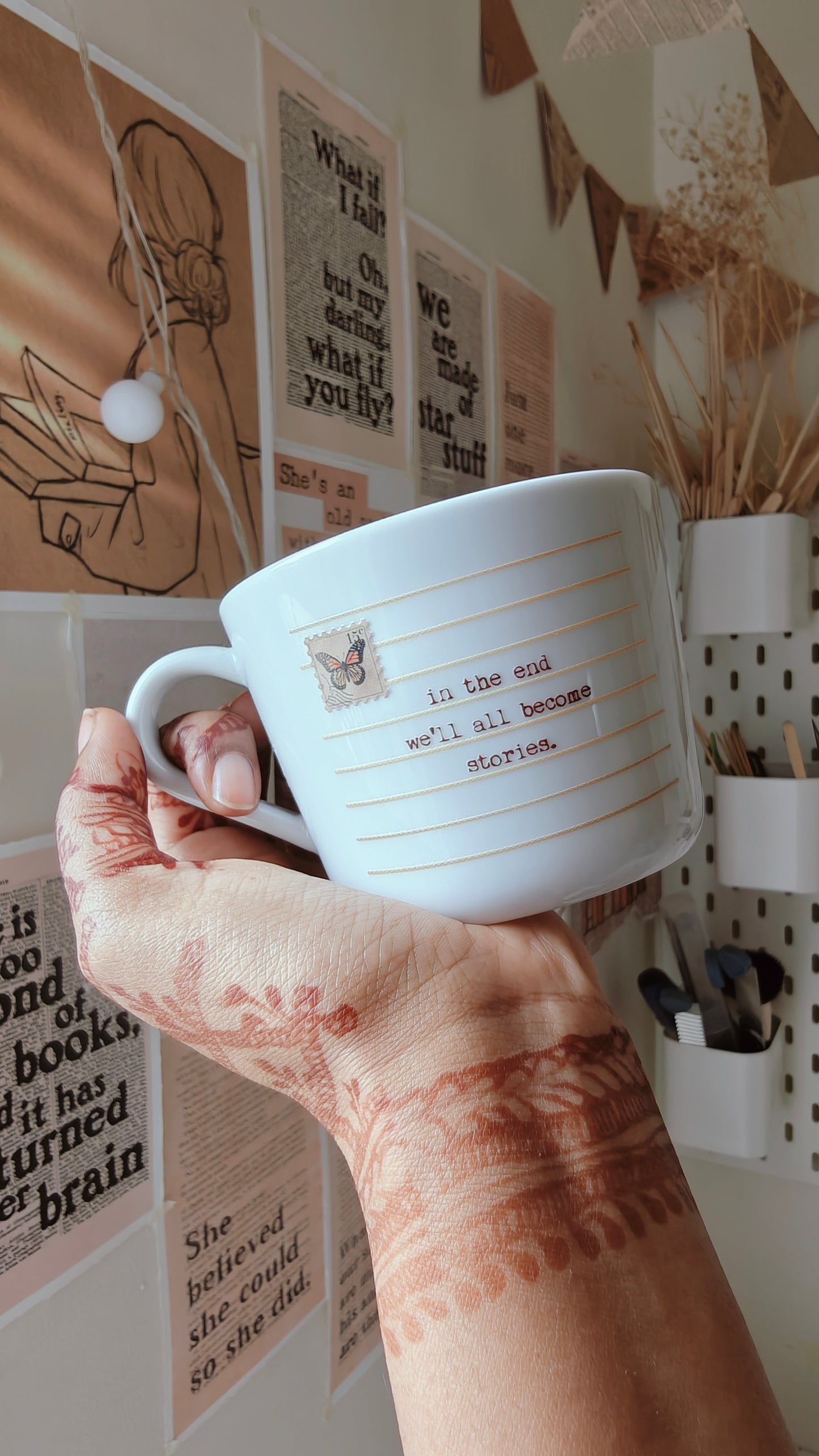 In The End We’ll All Become Stories | Printed Cup (Butterfly Postcard Version)