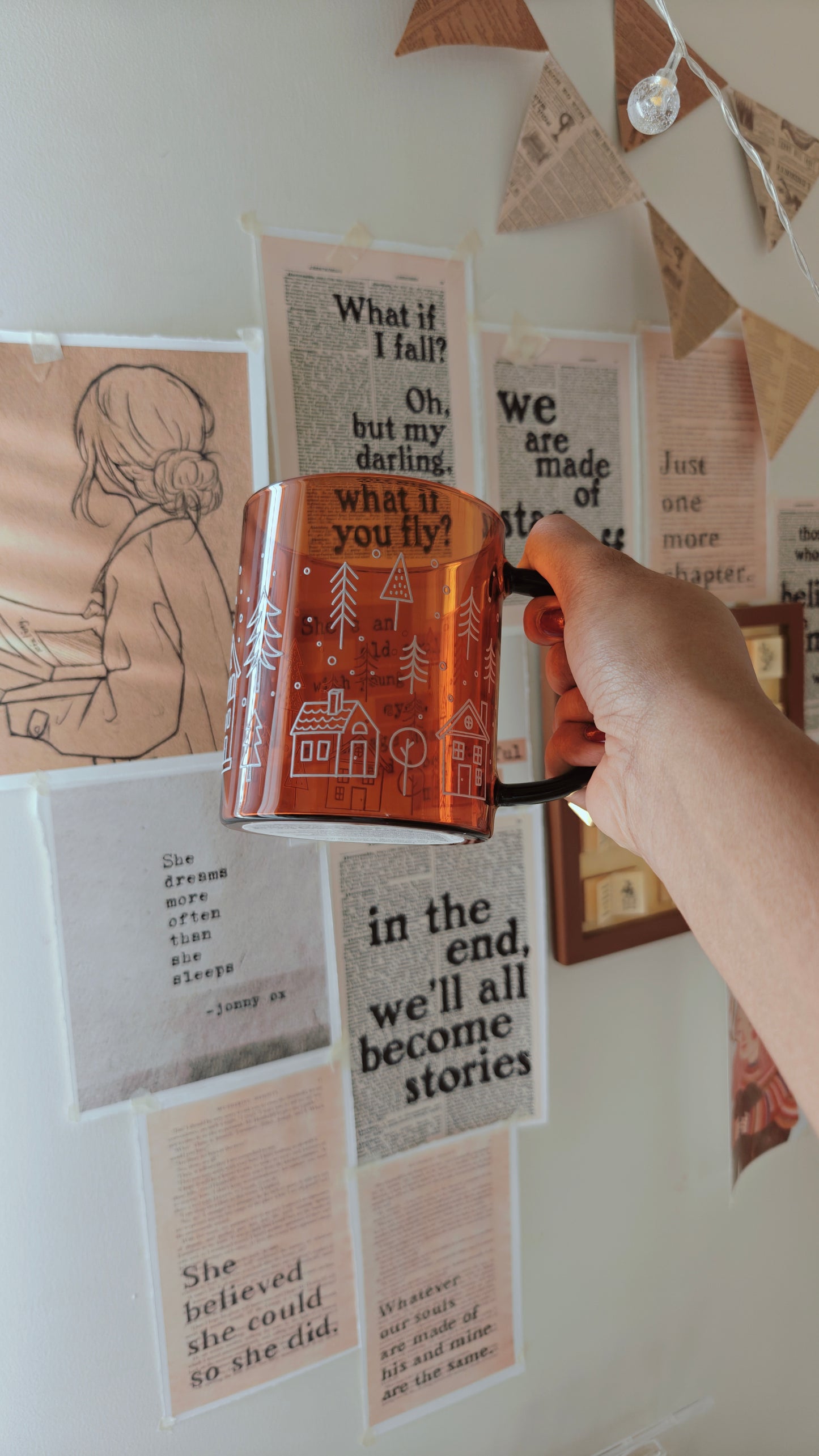 Amber Winter Village Glass Mug