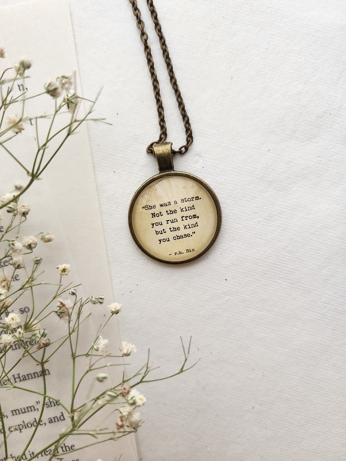 "she was a storm.." Quote Pendant