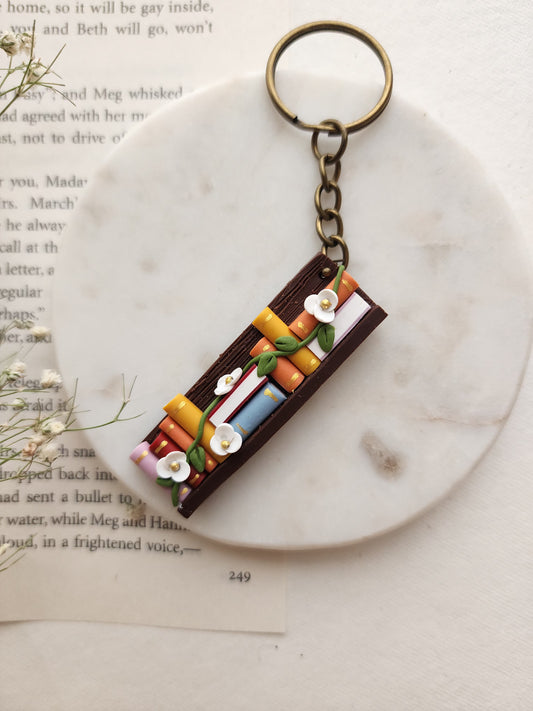 Books-On-A-Shelf Keychain - Dark Colour