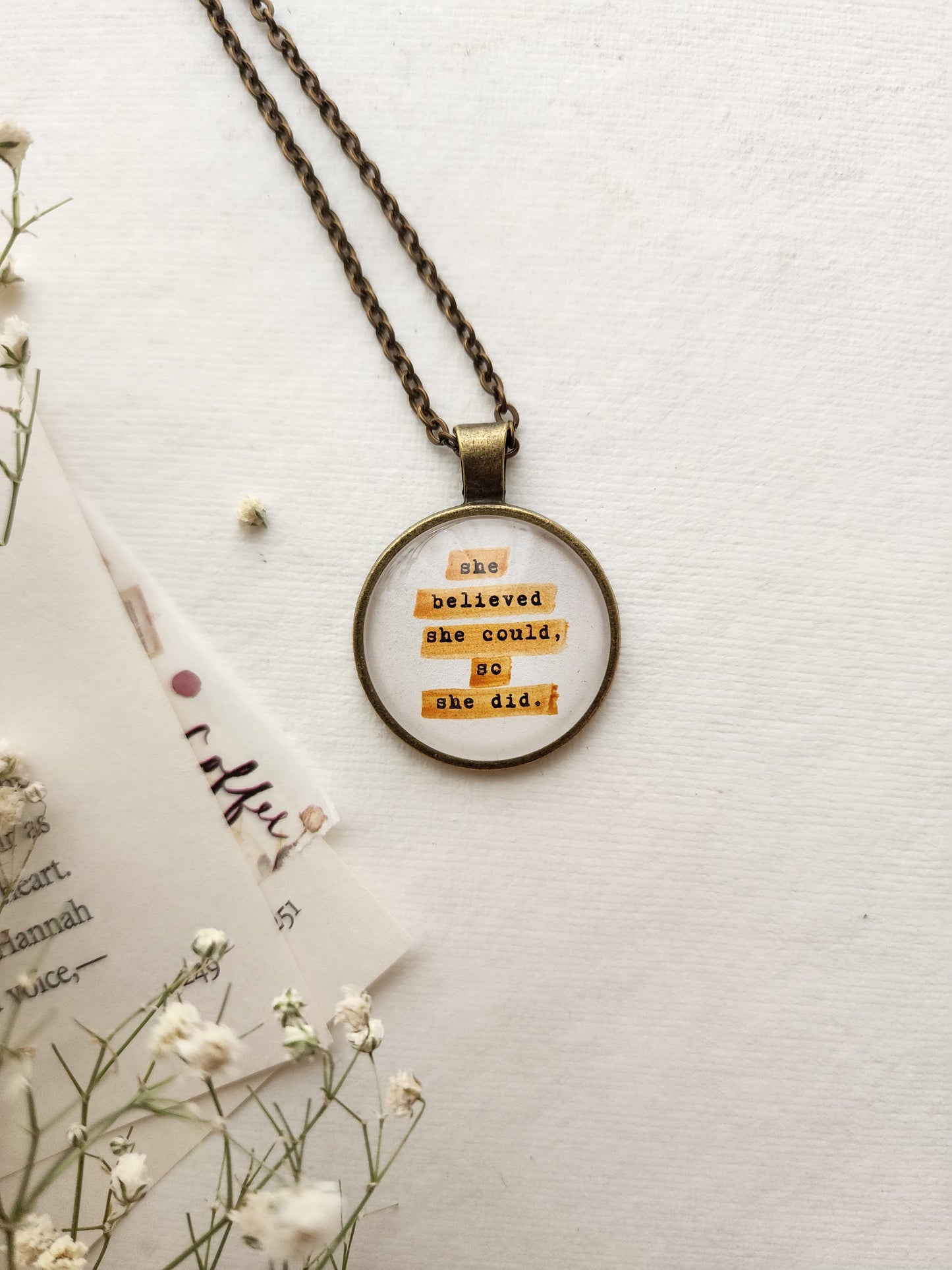 "she believed she could...” Quote Pendant