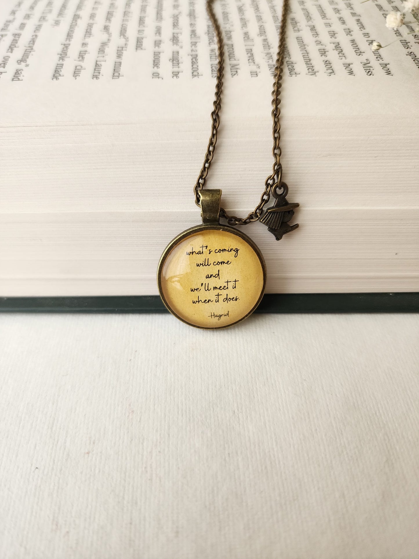 " What's coming will come..." Hagrid Quote Pendant