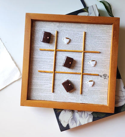 Book and Coffee Tic-Tac-Toe Board