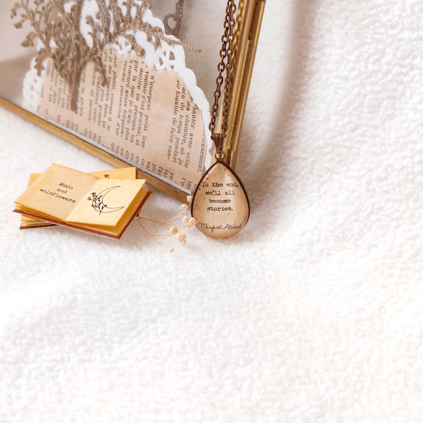 "In the end, we'll all.."  Tear-drop Quote Pendant