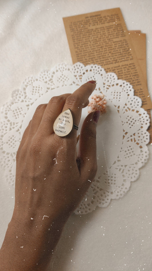 "She loved so much..."  Tear-drop Adjustable Ring