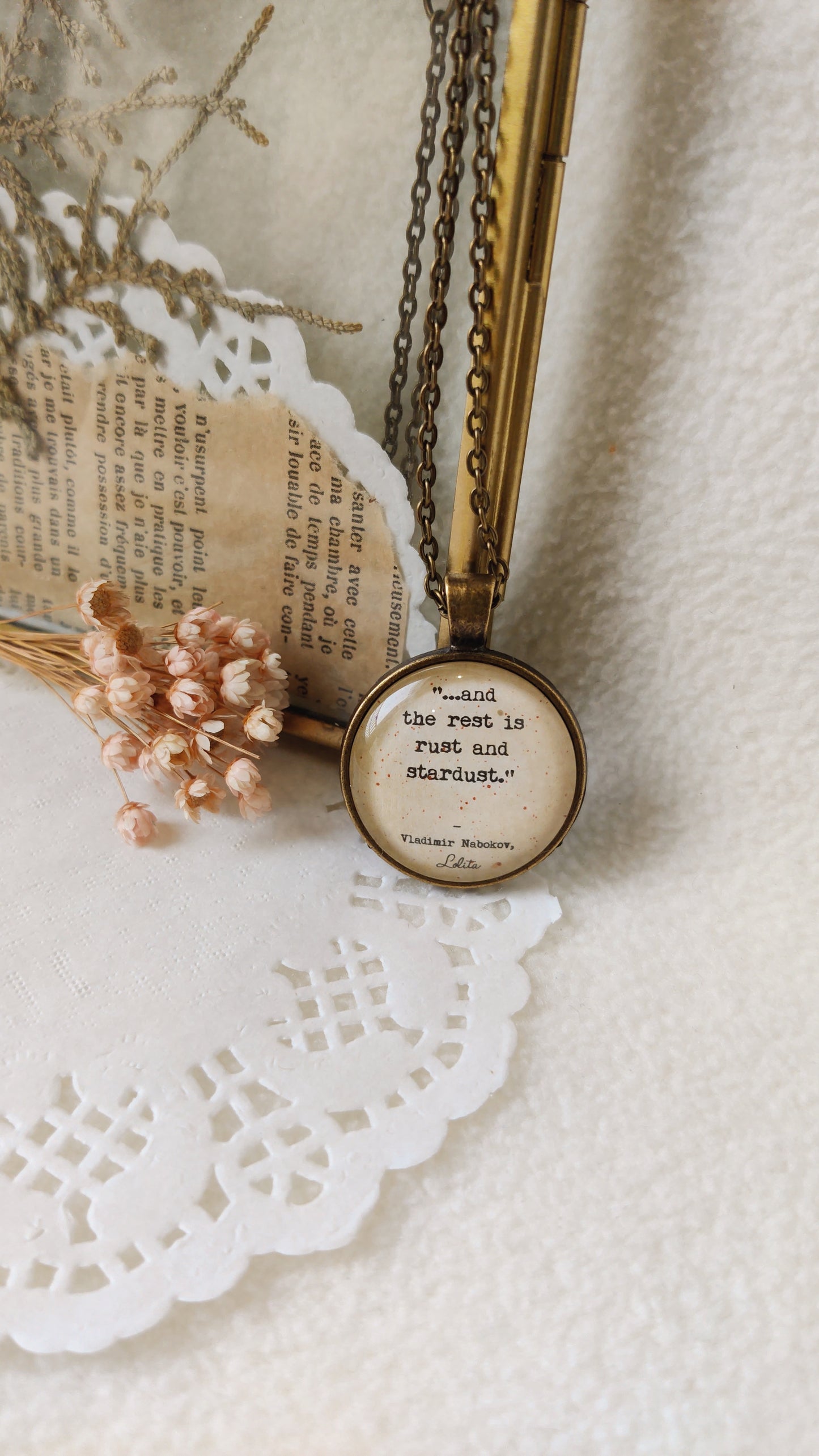 "Rust and Stardust"  Quote Pendant