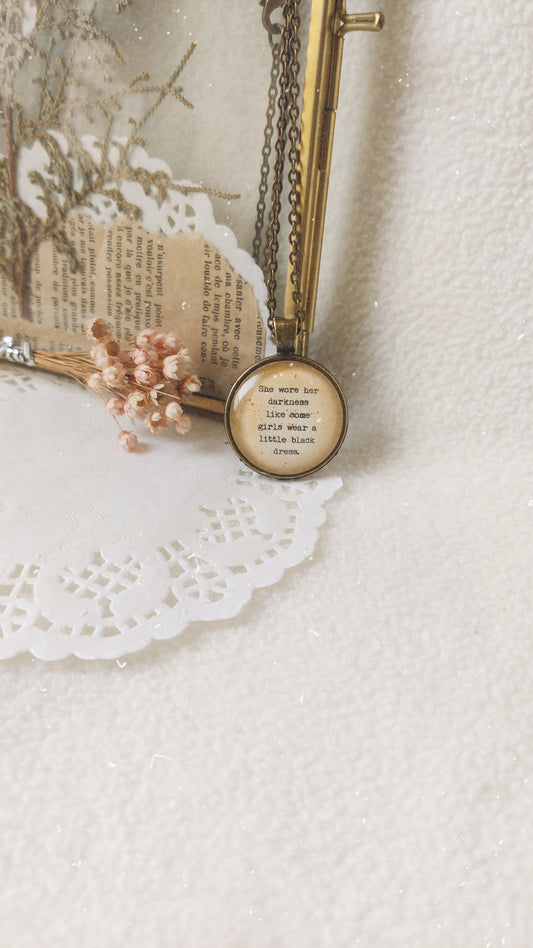 "Little black dress..."  Quote Pendant