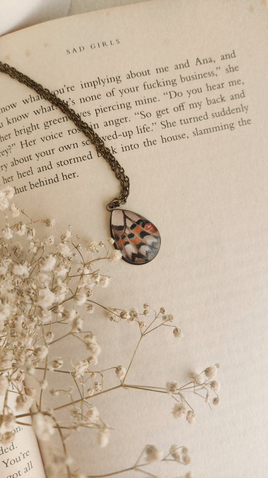 Off white-Orange Butterfly Wing Pendant