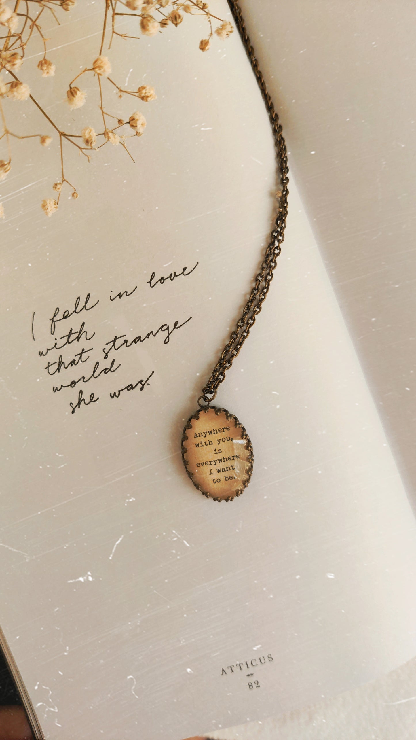 "anywhere with you.." Quote Pendant
