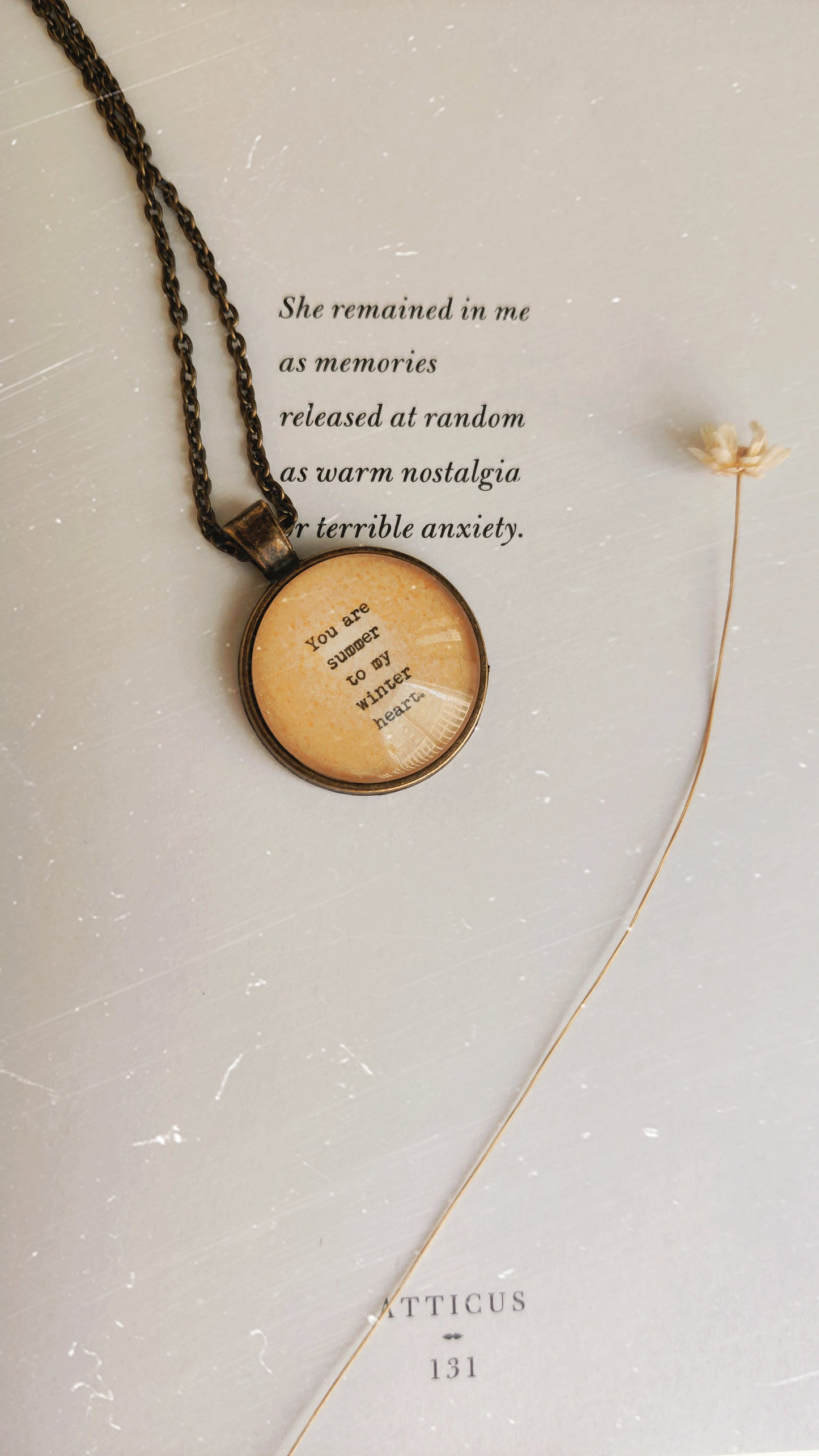 "..to my winter heart" Quote Jewelry