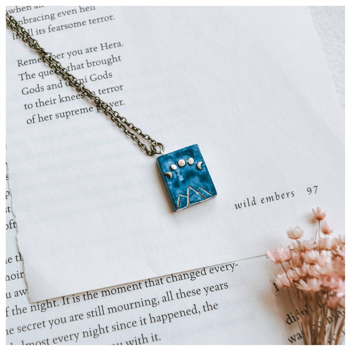 Phases of Moon -  Book Shaped Pendant