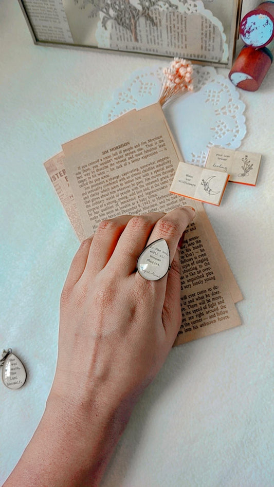 "In the end, we'll all.."  Tear-drop Adjustable Ring