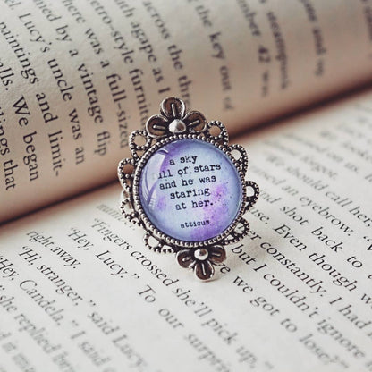 A sky full of stars and he was staring at her - Atticus Quote Adjustable Ring