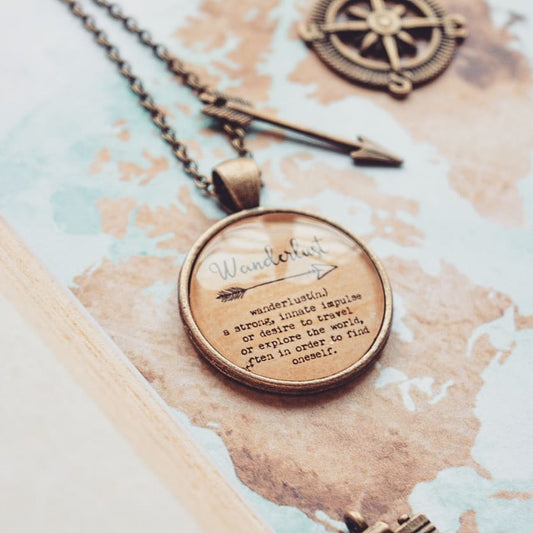 Wanderlust definition Quote Pendant