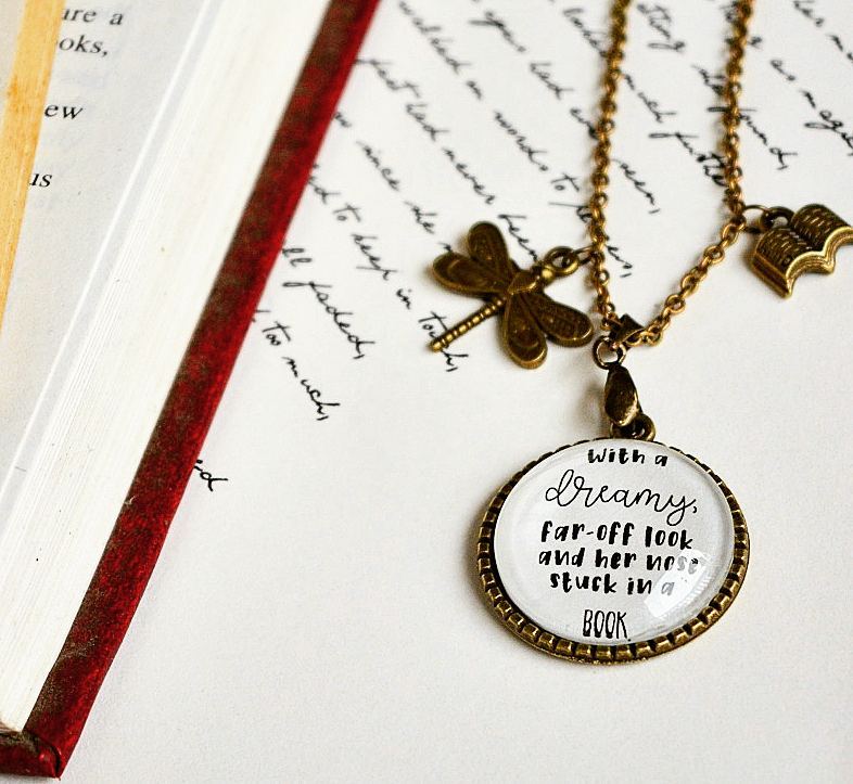 With a dreamy far off look... - Beauty and the Beast Quote Pendant
