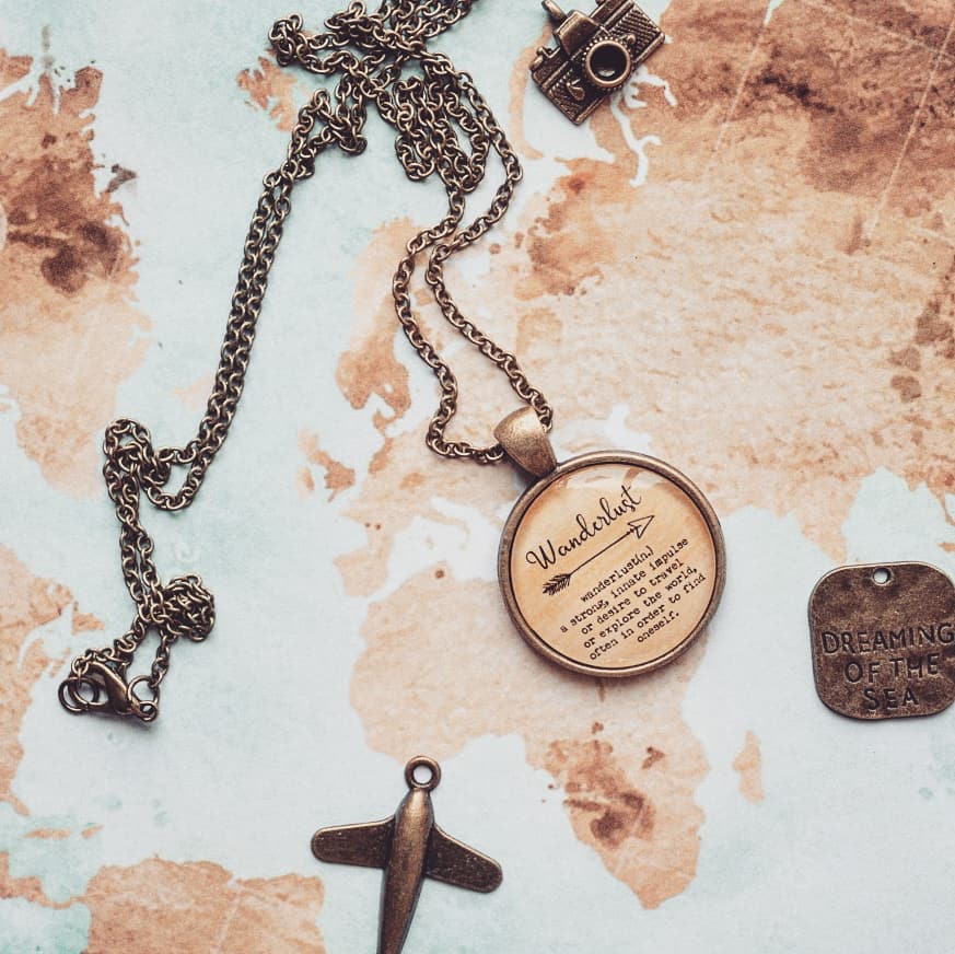 Wanderlust definition Quote Pendant