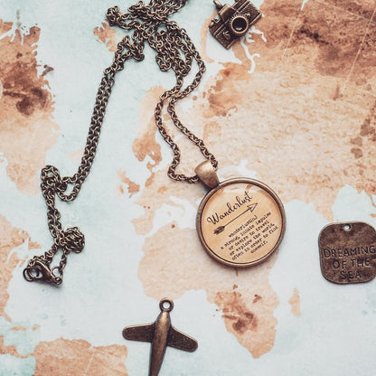 Wanderlust definition Quote Pendant