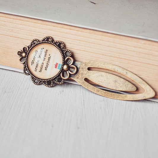 Stories create books, books create stories  - Bookish Quote Bookmark