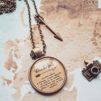 Wanderlust definition Quote Pendant