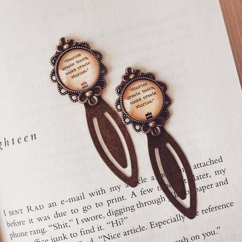 Stories create books, books create stories  - Bookish Quote Bookmark