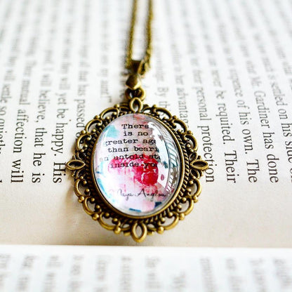 There is no greater agony.... - Maya Anglou Quote Pendant