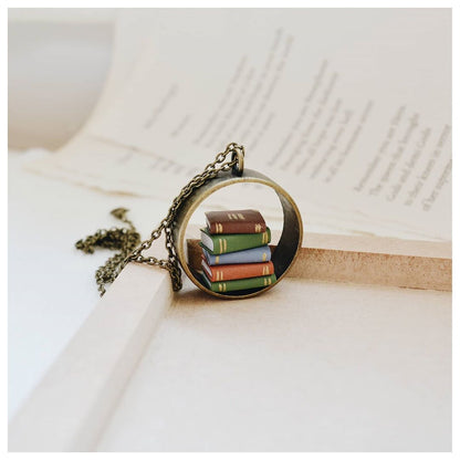 Vertical Stack of Books - Hollow Pendant