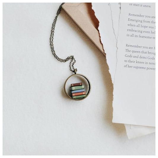 Vertical Stack of Books - Hollow Pendant
