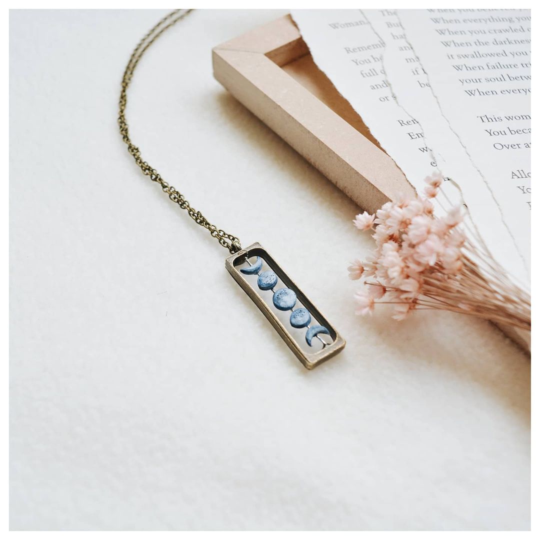 Phases of Moon Rectangular Pendant