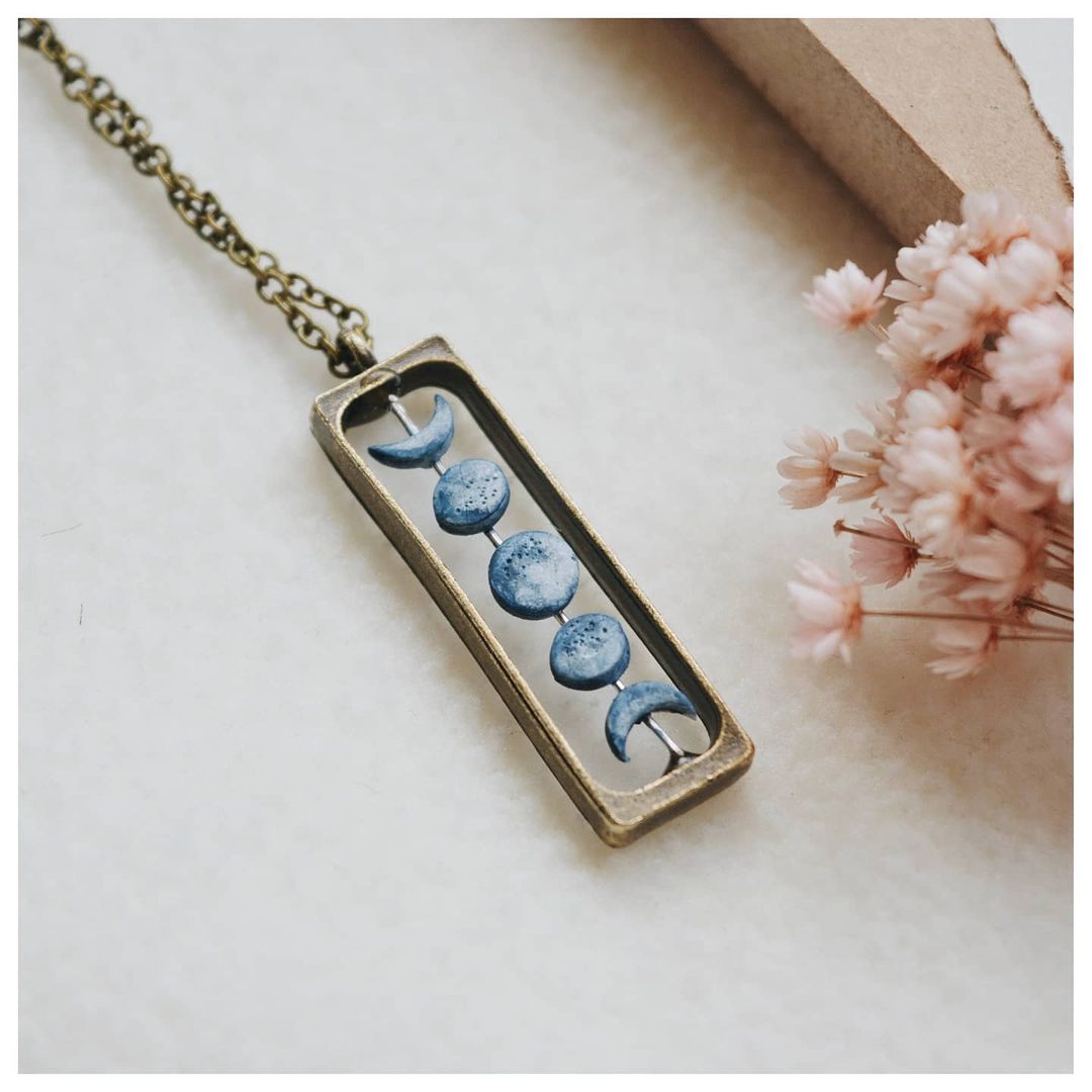 Phases of Moon Rectangular Pendant
